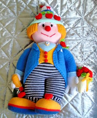 Jean Greenhowe Handmade Knitted Celebration Clown 60 - Plush Soft Toy