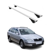 Dachträger Grundtäger für Skoda Octavia mk2 2004-2013 75kg Metall Silber 2 tlg