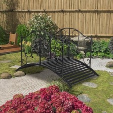 Metal Arch Garden Bridge Decorative Footbridge for Stream Fish Pond Black Matte