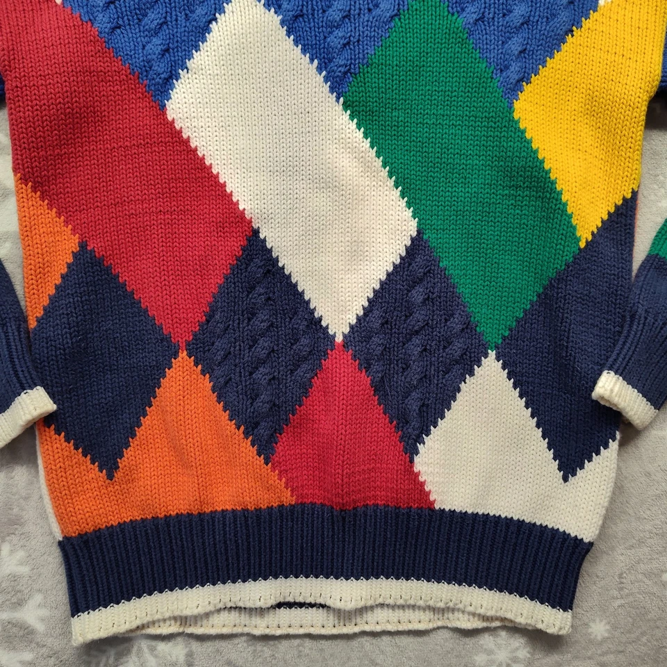 Suéter Vintage Colorido Para Hombre Pequeño Multicolor Tejido Arlequín Pullover Años 90 Foto 3 de 4