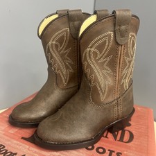 Texas Country Western Leather Pull On Boots Brown Unisex Infants Size 5 Made USA