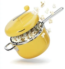 Popcorn Popper in Butter - 6 Quart Stovetop Popcorn Machine - Stainless Steel...