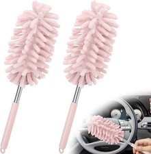 2 PCS Interior Duster with Extension Pole, Microfiber Duster with Color: Pink