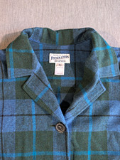 Vintage 70s Pendleton Wool 49er Jacket XL Blue Green Plaid Shacket Made In USA