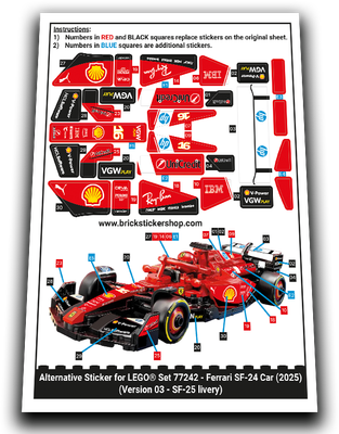 Alternative Sticker for Set 77242 - Ferrari SF-24 Car (Version 3