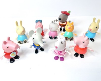 Peppa Pig Friends Figure Lot of 10 Jazwares Rebecca Rabbit Suzy Sheep Candy Cat