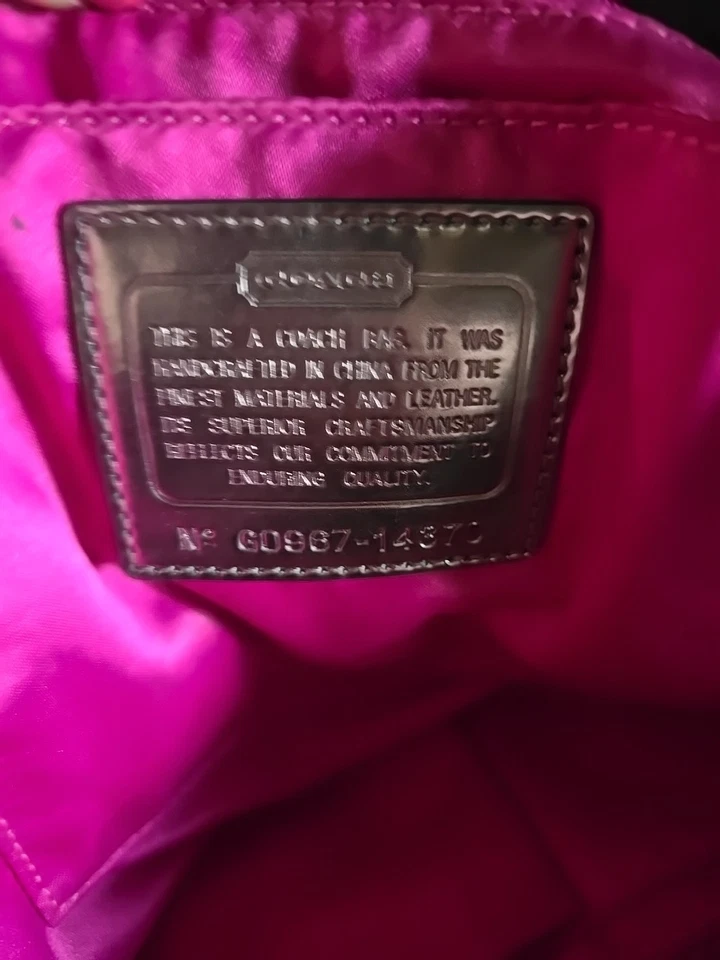 Coach Poppy Large Black/Silver Metallic Leather Satchel Purse Bag G0967-14370 - Image 3 of 4