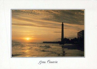 España Maspalomas Canarias Faro Puesta de Sol Océano Oblitera #PBD305