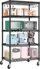 Wire Shelving Unit with Wheels, 5 Tier Adjustable NSF Certified Heavy Duty Metal