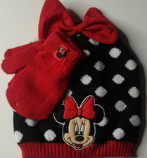 Minnie Mouse Toddler Hat Mittens Set Size 2T-4T Disney Polka Dot