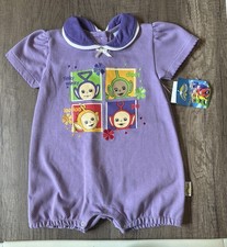 Vintage 90s Teletubbies Toddler Girl Bubble Romper Outfit Summer Purple NWT 24M