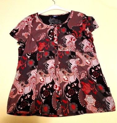 Cecil Bluse Kurzarm Gr. L schwarz rot bunt