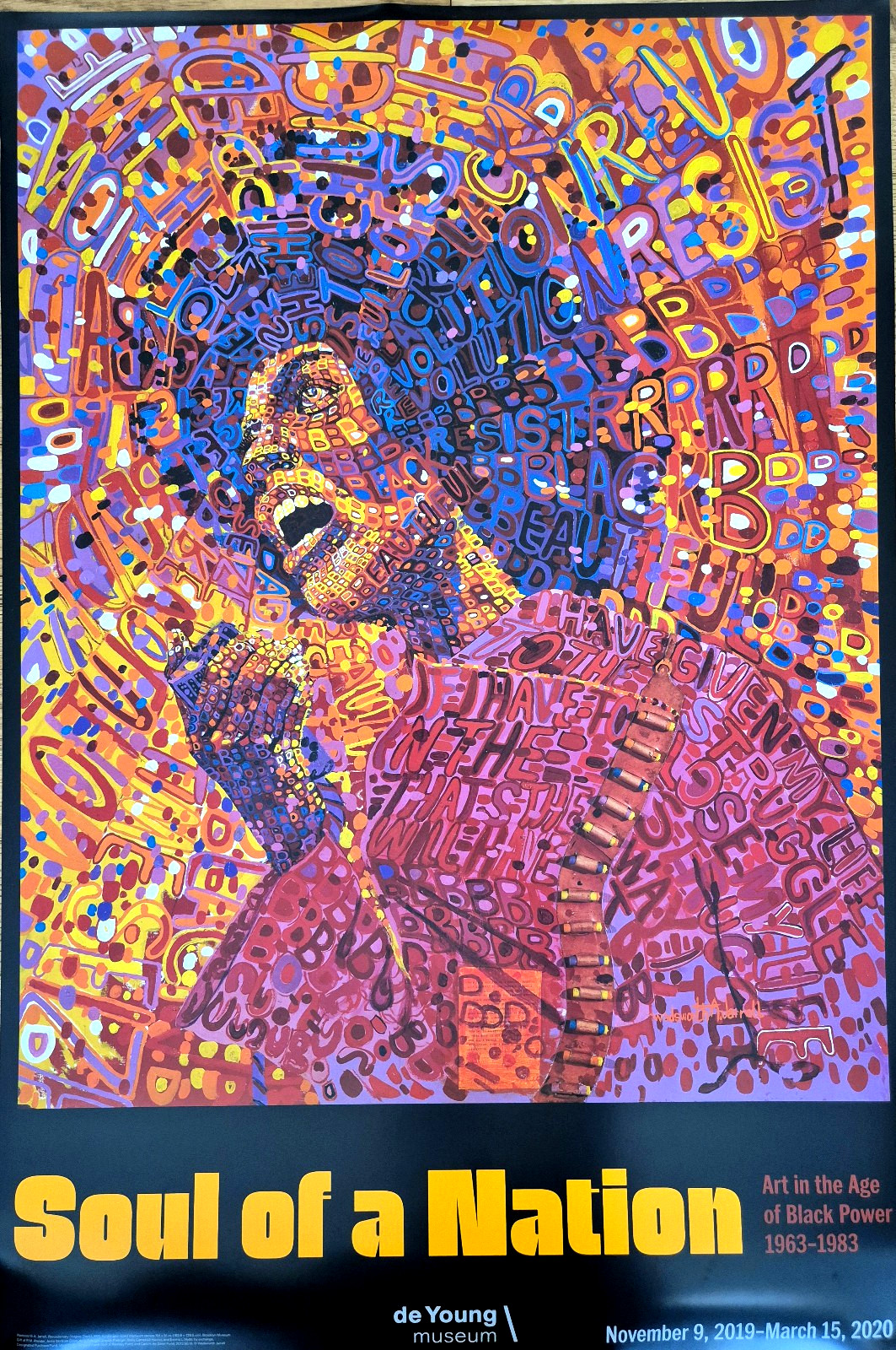 🟦 Angela Davis by Wadsworth Jarrell - Affiche exposition-de Young Museum - 2020