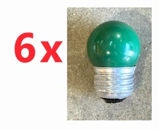 6-PK 7-1/2S/G S11 120V Green E26 7.5W LIGHT BULB Night Signal NEW 211847