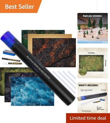 Ultimate DND Battle Set: 3 Double-Sided Mats & 6 Terrains - Waterproof & Compact