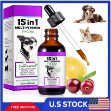 Dog Multivitamin,15 in 1 Dog Multivitamin Liquid Drops Supplements, Dog Vitamins