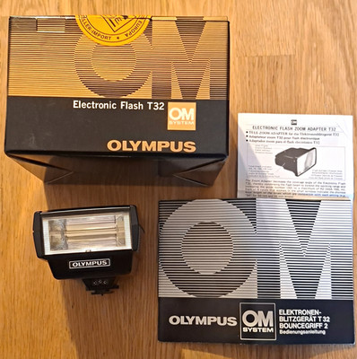 Olympus OM System Electronic Flash T32 Blitzgerät LZ 32 OVP Anleitung