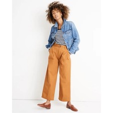 Madewell NEW Pleated Wide Leg High Rise Ankle Trouser Pants Golden Pecan Brown 8