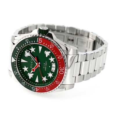 Unused GUCCI Dive YA136222 Green Quartz Stainless 200M Men's Watch