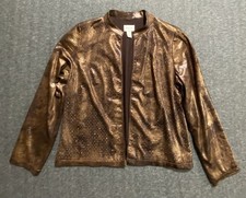 CHICO'S Animal Print Studded Lightweight Open Front Jacket Size 1