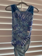 OZONE x Chalk Warrior Gymnastics dance LEOTARD AXS Adult Extra Small Tie Dye BLU