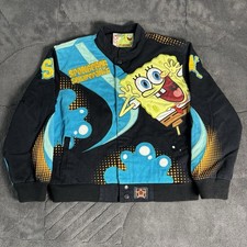 SpongeBob SquarePants Racing Jacket Embroidered Nickelodeon Youth L 9-10 Rare