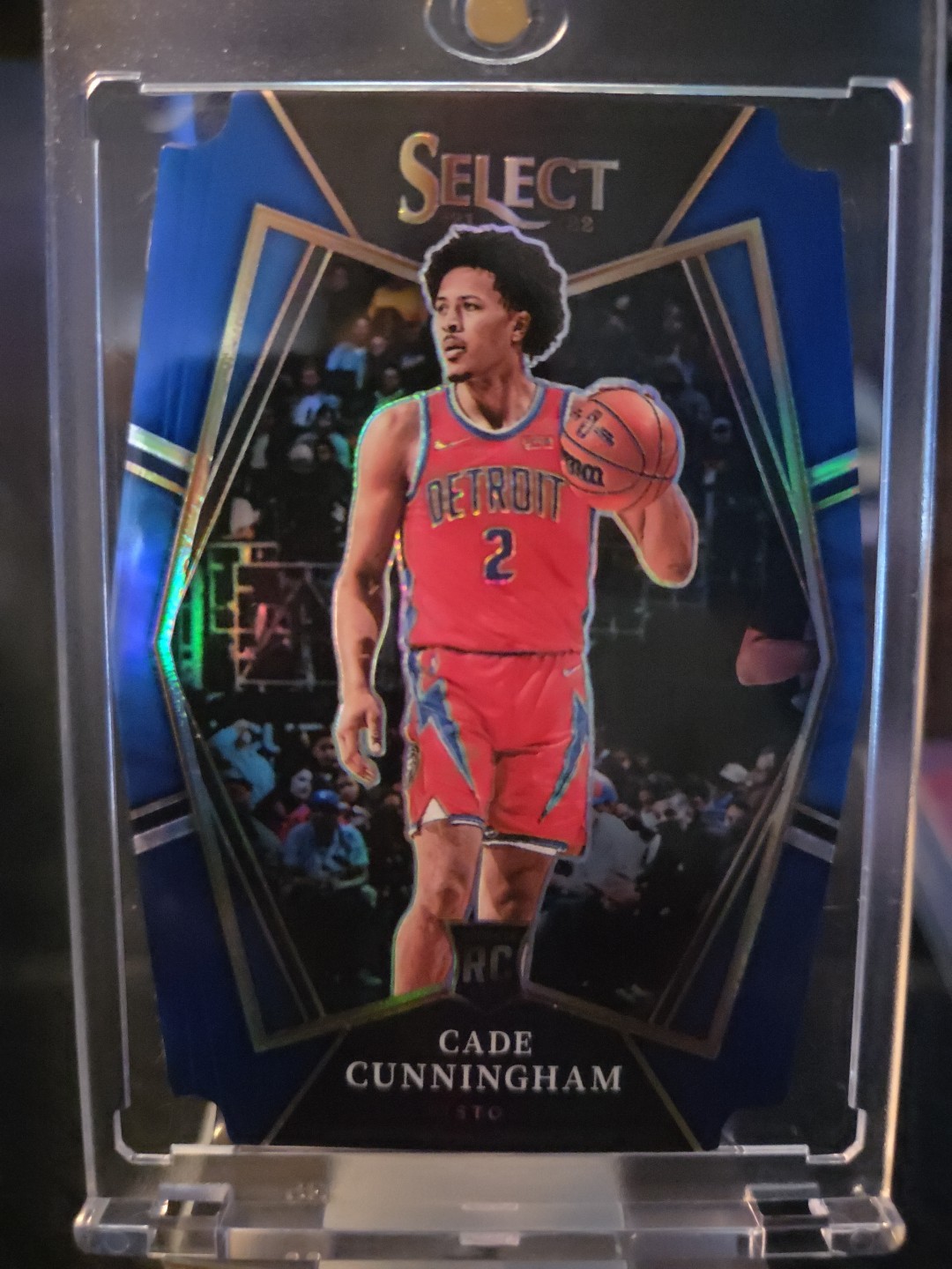 2021-22 Panini Select Premier Level Cade Cunningham #116 Blue Die Cut /249 RC