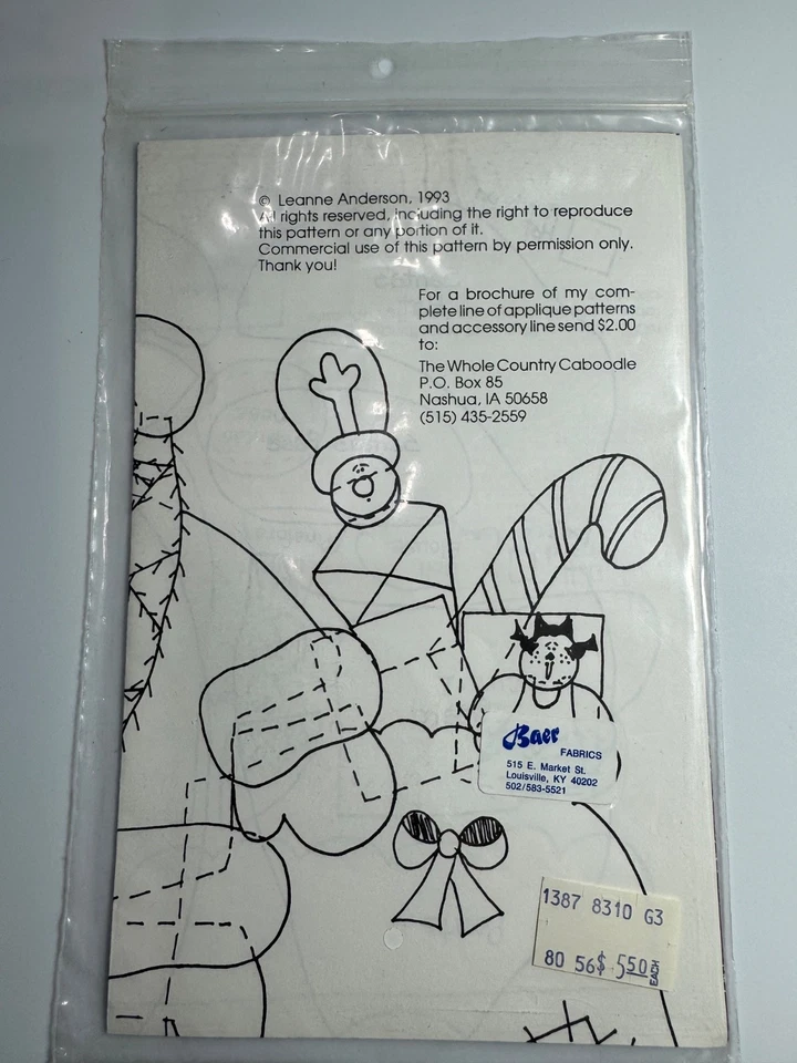 Vintage Pattern For Calico Claus The Whole Country Caboodle #126 1993 E22 appliq - Image 3 of 4