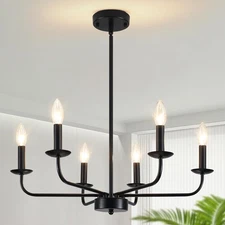 Chandeliers Ceiling Lights, 6-Light Modern Black Farmhouse Chandelier for Dining