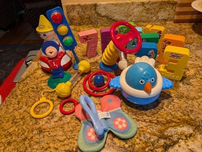 Vintage Infant/Toddler Toy Lot Of 9 Toys, Various Makes All Pre-owned