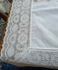 White Filet Lace TableCloth 58X88 NWT 4.5" Lace