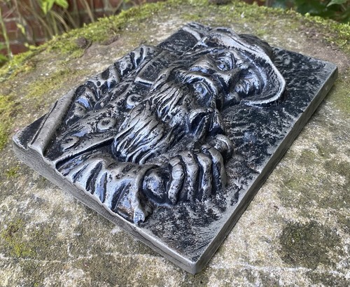 Vintage Good Unusual Old Cast Iron Male Bust Mask Garden Interior Wall Art Sign - Picture 3 of 8