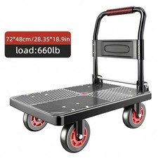 Folding Flat Cart Silent Wheels Swivel 660 Lbs Portable Hand Cart