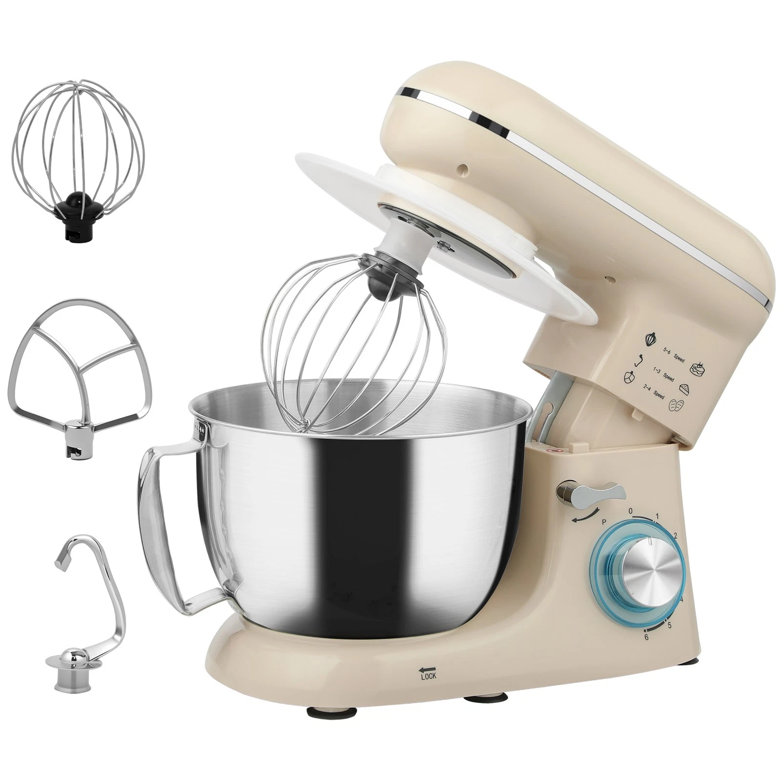 HOMCOM Electric Stand Mixer, 4.5L Food Mixer with Dough Hook, Whisk, Beige
Opens in a new window or