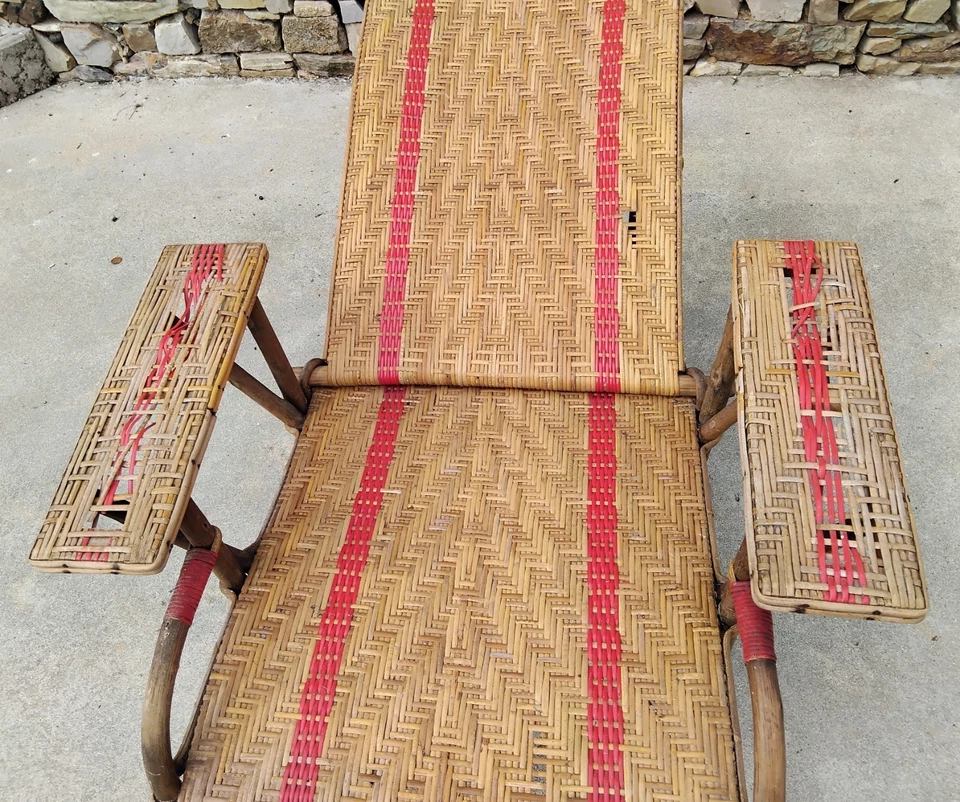 Ancien Fauteuil De Jardin En Rotin Vintage ( Réf : Hang  ) - Photo 3/4