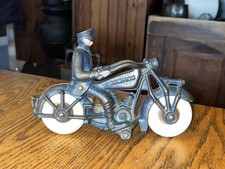 Vintage Champion Blue Cast Iron Motorcycle 7" 1930 Original bright paint