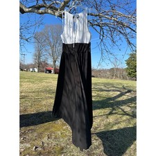 R M Richards Women White Black Rhinestone Bead Halter Neck Formal Gown Dress 12