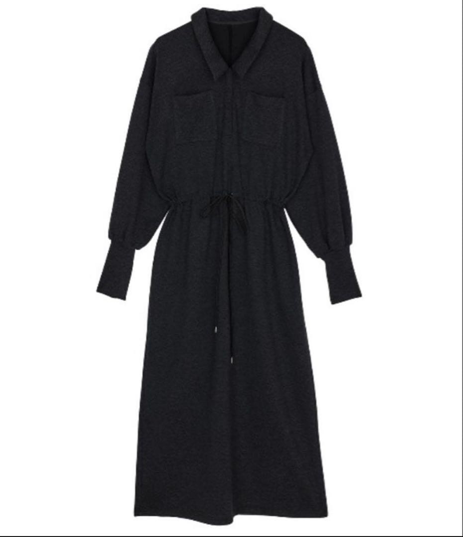 AMERI RELAX DRAWSTRING SWEAT DRESS Black M - image 11