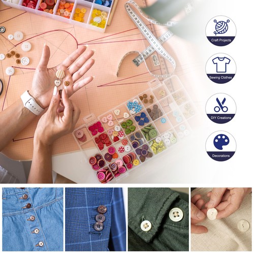 12pcs Sapphire Blue Round Sewing Buttons 10mm Resin 2-Hole Fish Eye Craft Button - Picture 7 of 7