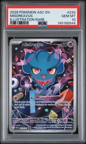 2026 POKEMON ASC EN-ASCENDED HEROES ILLUSTRATION RARE #233 MISDREAVUS PSA 10
