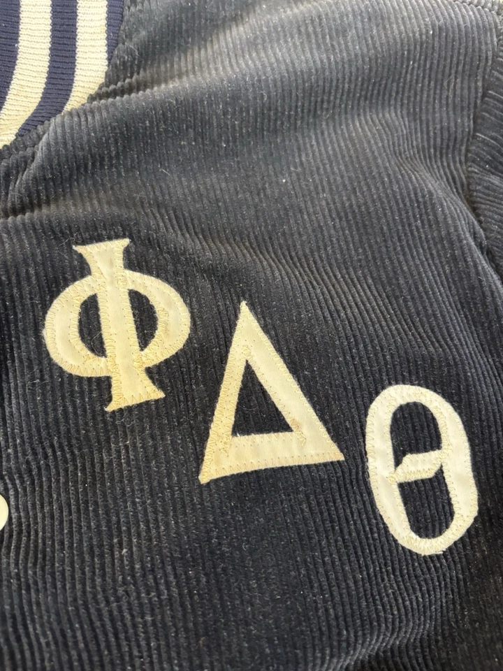 Chaqueta De Colección Phi Delta Theta Fraternidad Pana Letterman Delong Talla Grande Foto 4 de 4