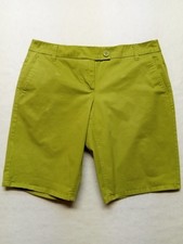 New York Co Sz 8 Women Bermuda Shorts Green Stretch Cotton Blend 32 x 11