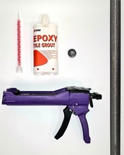 Epoxy Tile Grout + Gun Kit Anthracite Waterproof Mould Resistant Bathroom Kitc