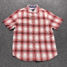 Tommy Bahama Shirt Mens Medium Red White Plaid Button Casual Beach Preppy Resort