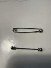 Lot of 2 Silver-tone Collar Pin And Bar consisting of 1 Safety Pin & 1 Bar