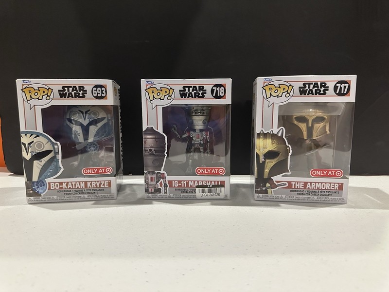 3 Funko Star Wars Pop! Bo-Katan Kryze, IG-11 Marshall, The Armorer Target Excl