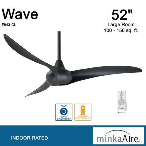 Minka Aire Wave 52" Ceiling Fan - Coal 3-Blade Remote Control - Picture 4 of 5