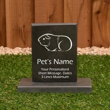 Personalised Pet Memorial, Smooth Slate Headstone on Plinth, Small 14cm x 11cm