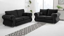 Falcon  Chesterfield 3+2  Sofa Couch Foam Fibre Fullback Cushions Plush Velvet