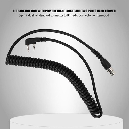 2.6ft 2Pin to 5Pin K Cable for Kenwood/HYT/Baofeng/Relm Two Way Radio Headset E - Zdjęcie 11 z 11